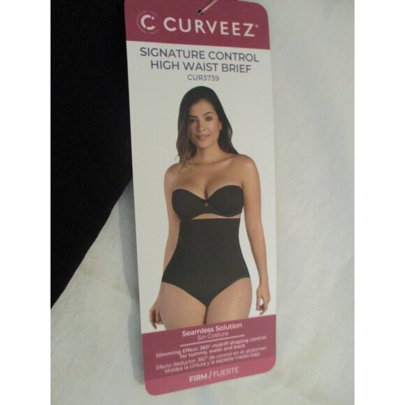 Curveez Womens Sz XL Sig Control High Waist Brief Black CUR3739 Seamless Firm - Picture 4 of 10